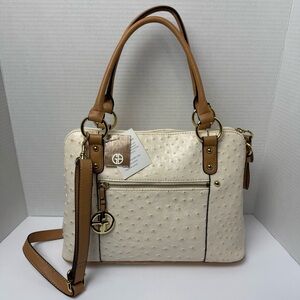 Giani Bernini White and Brown Textured Shoulder Bag